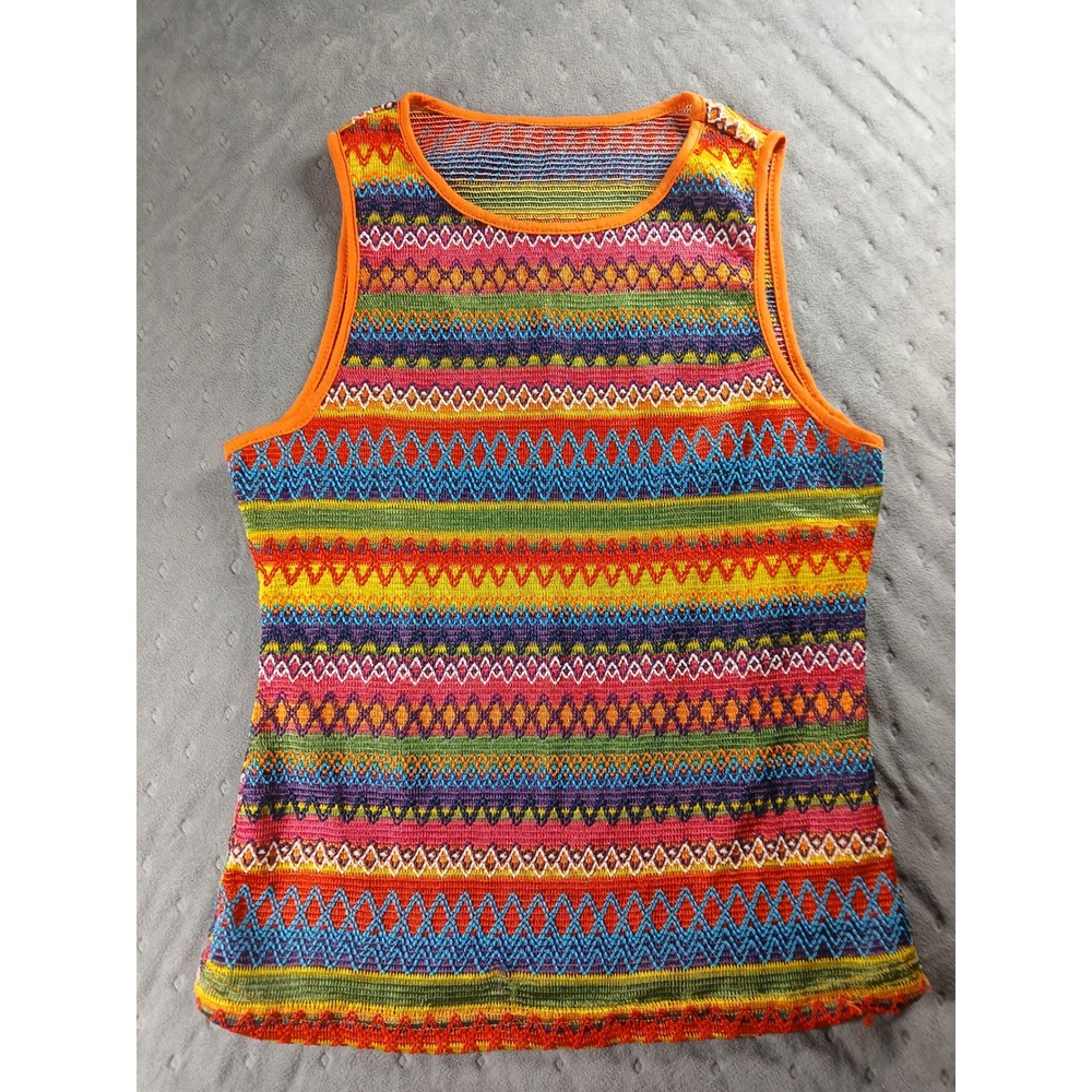 Unbranded Vintage Boho Multi Color Geometric Knit Sleeveless Tank S/XS - Picture 1 of 8